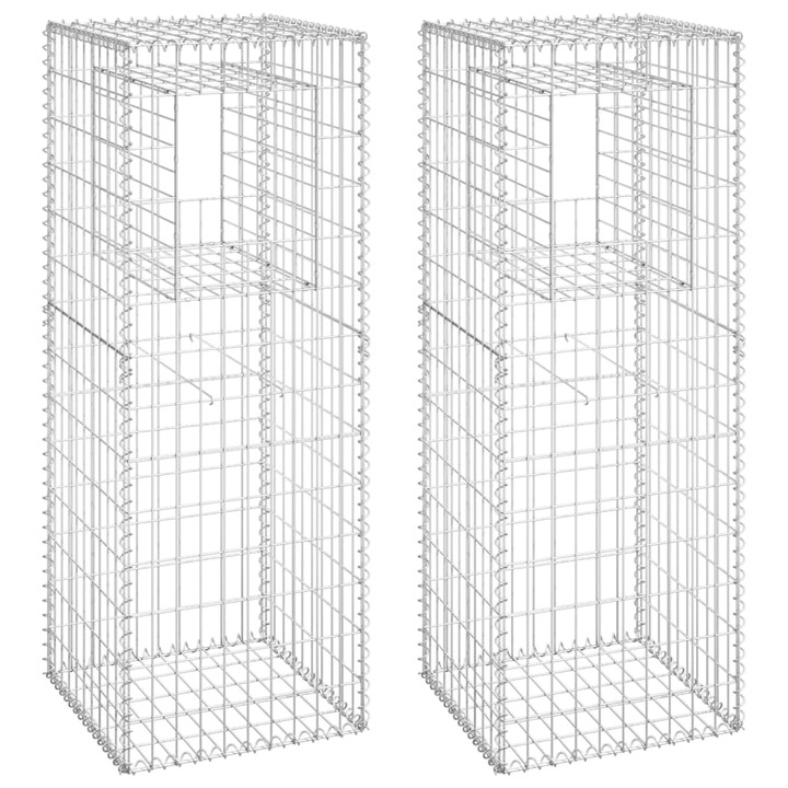Set stalpi cos gabion vidaXL, 2 buc., 50x50x140 cm, fier 22.05 kg 151271