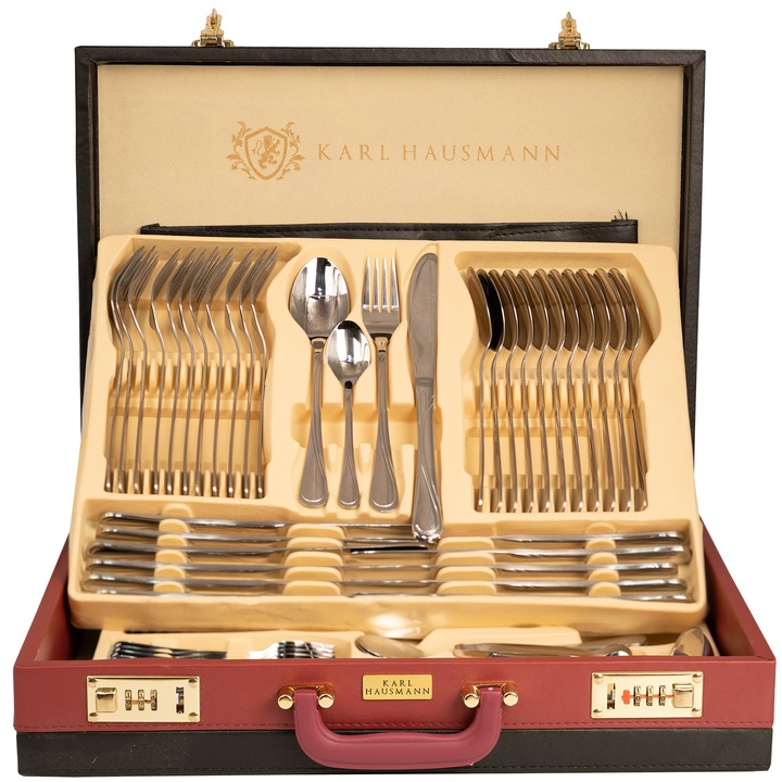 Комплект прибори за хранене, Karl Hausman, 72 бр., стомана, сребрист