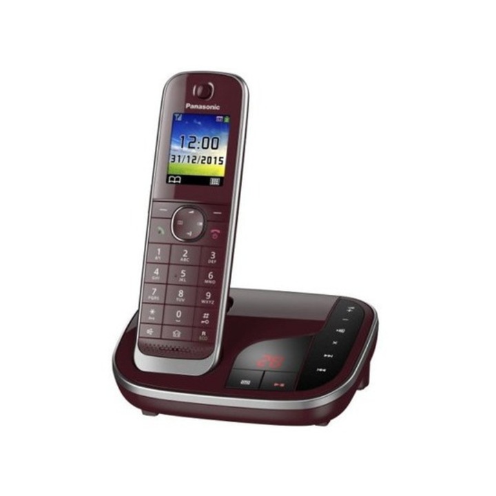 Telefon Panasonic DECT, KX-TGJ320GR, robot telefonic, caller ID, SMS, negru