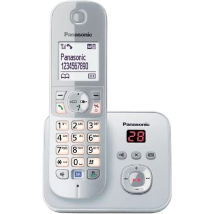 Panasonic DECT telefon, KX-TG6821GS, üzenetrögzítő, hívóazonosító, ezüst