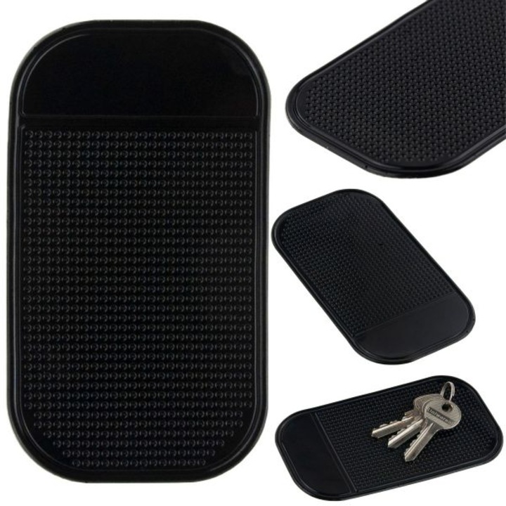 Mercaton® gumírozott szilikon univerzális tartó, csúszásmentes, erős ragasztóval kulcsokhoz vagy telefonhoz, fekete, 13 X 7 cm