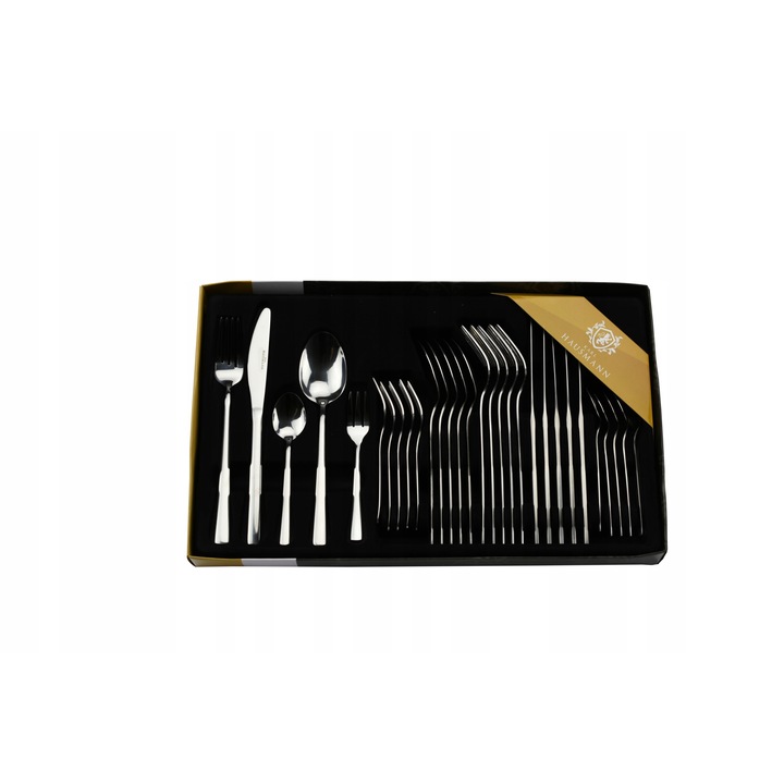 Set de tacamuri, Karl Hausmann, Model Lena, 30 bucati, Otel, Argintiu