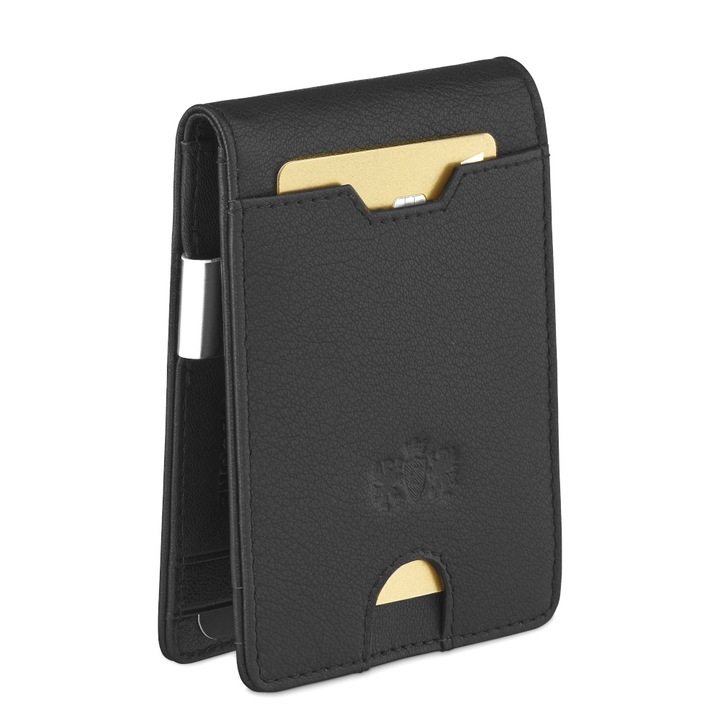 ZagattoVékony bőr férfi pénztárca fekete RFID ZG-X1-F2