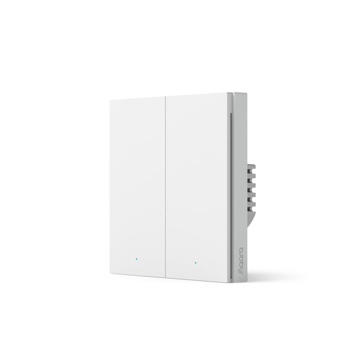 Intrerupator dublu Aqara Smart Wall Switch H1, Fara nul, 8A, Zigbee 3.0