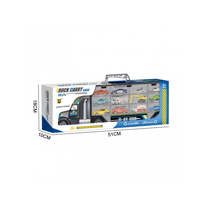 Set camion cu masinute, elicopter si excavator incluse AliBibi®