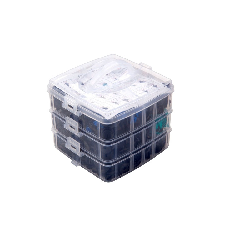 Set 635 cleme fixare, clipsuri auto cu instrumente de demontare