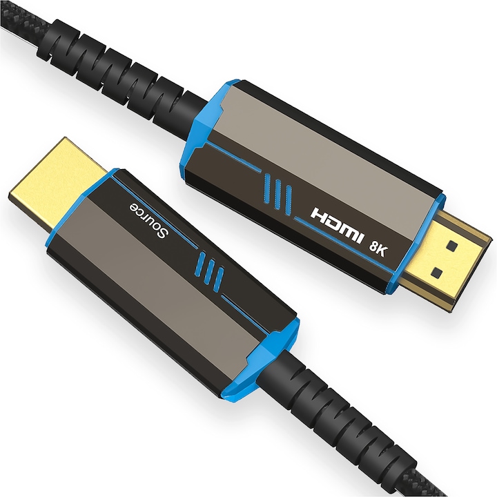 Reagle HDMI 2.1 Optical AOC 8K 60HZ 4K 120HZ cablu 7.5M Compatibil cu consola PS5 Xbox Series X S, OLED TV, DTS: X, HDCP 2.2 & 2.3, HDR 10 4:4:4:4, eARC