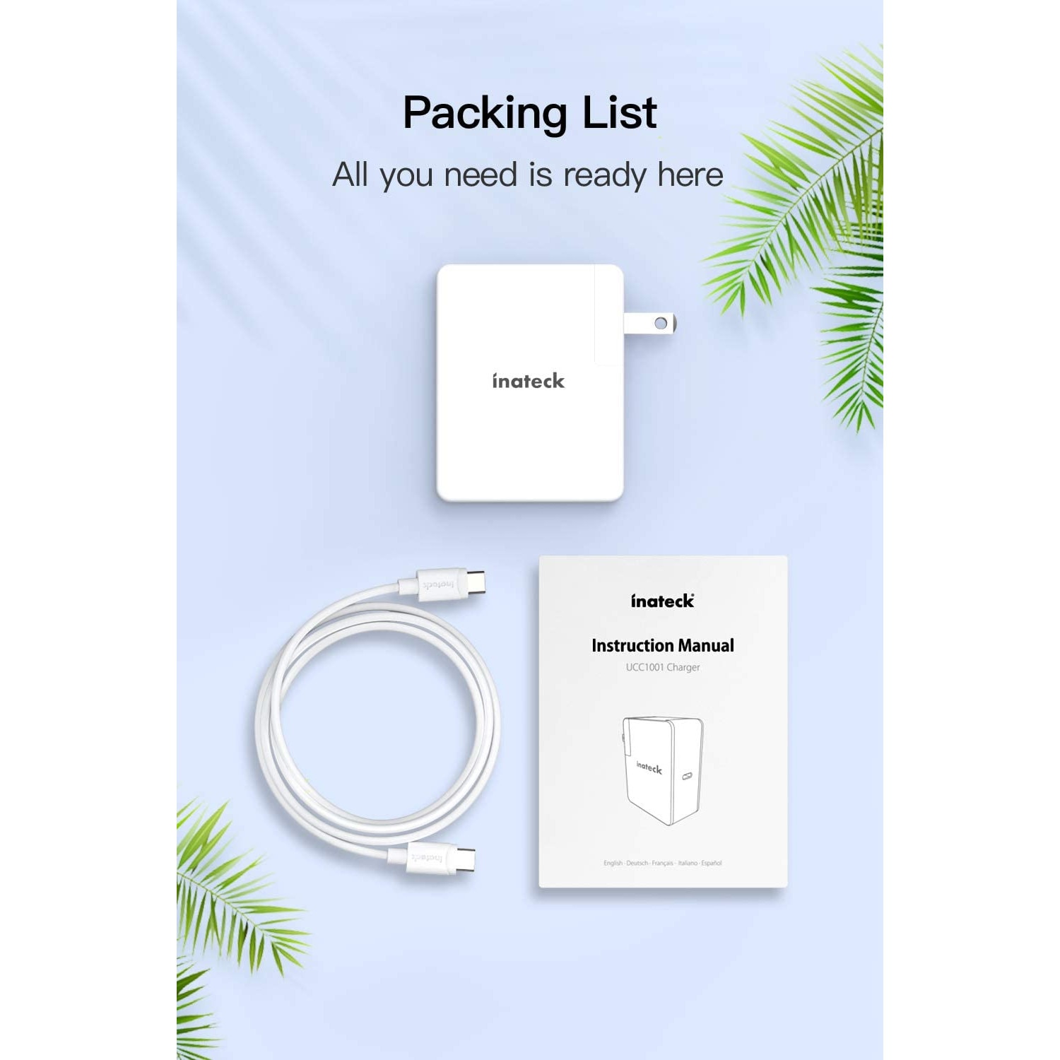 USB-C зарядно устройство за лаптоп, таблет, телефон с 45 W, включително ...