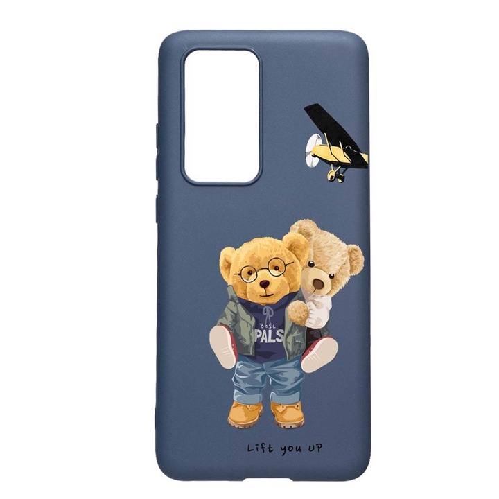 Силиконов калъф Unique за Huawei P Smart 2021, Lift Me Up - Teddy Bear, Alaskan Blue AB 933