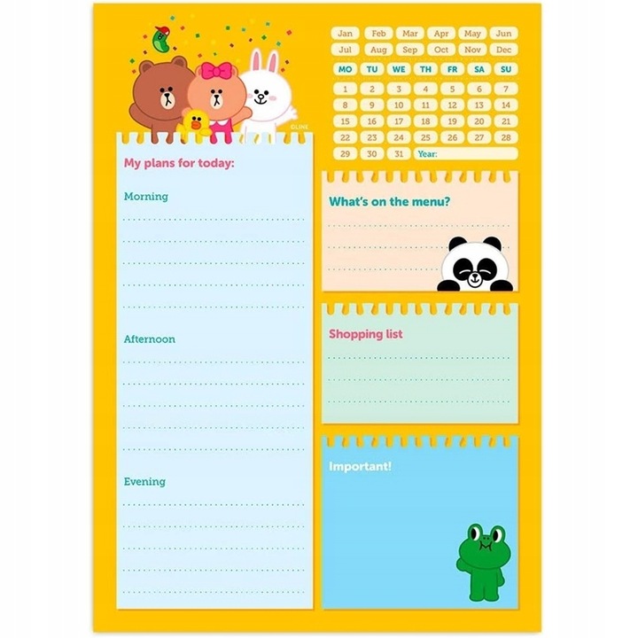 Planificator zilnic LINE FRIENDS , A5, Multicolor