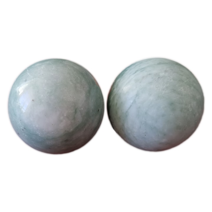 Set 2 bile mari, pentru relaxare, din jad verde, diametru 5-7 cm