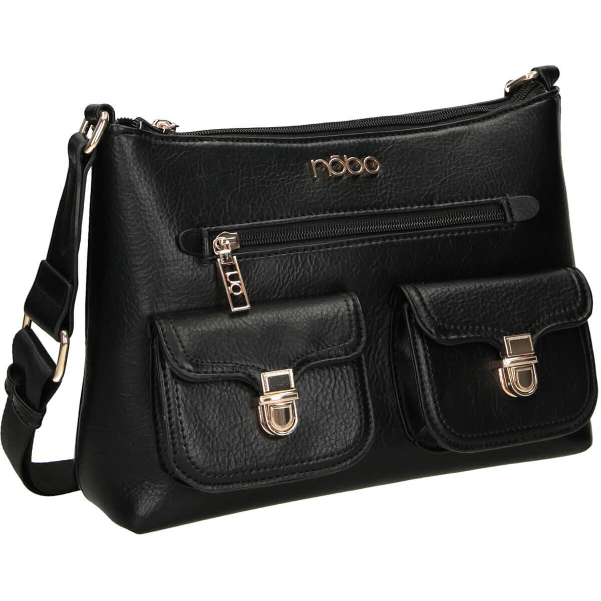 Geanta messenger Nobo, Piele ecologica, 20x29x11 cm, Negru - eMAG.ro