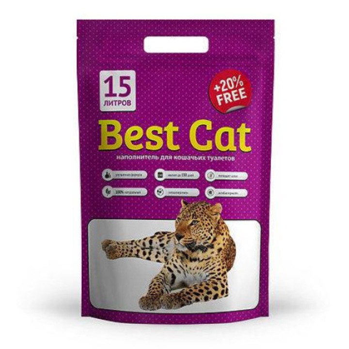 Asternut igienic pentru pisici Best Cat, Lavanda, Silicat 15l