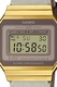 Casio, Унисекс дигитален часовник с текстилна каишка, Златист, Каки