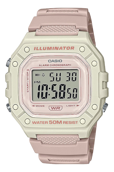 Casio, Двуцветен дигитален часовник с хронограф, Розов