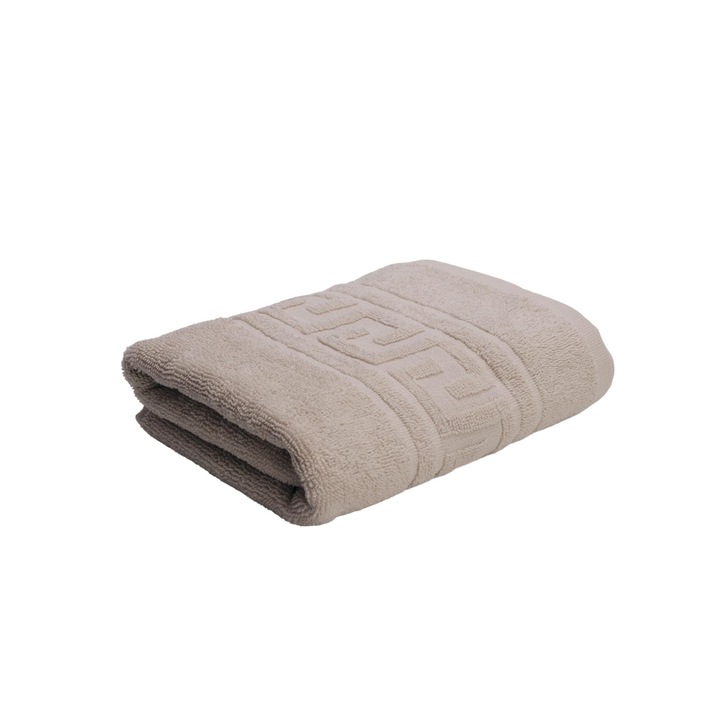 Комплект 6 кърпи за баня, гръцки бордюр, 100% памук, 30x50 см, 500гр/кв.м, крем