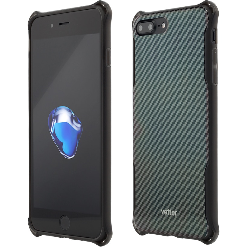 Husa de protectie Vetter Clip-On Hybrid Xtra Protection pentru iPhone 8 Plus / iPhone 7 Plus, Carbon Look