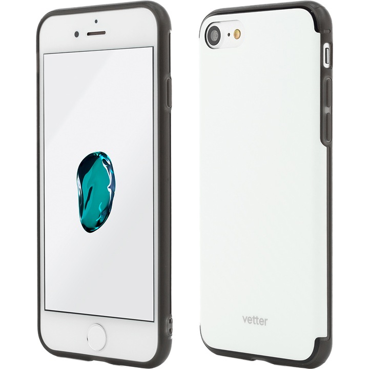 Husa de protectie Vetter Clip-On Hybrid Slim Series pentru iPhone 8 / iPhone 7, Carbon Look, White