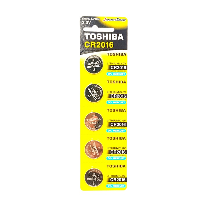 Set 5 baterii Toshiba CR 2016, 3V, LITHIUM
