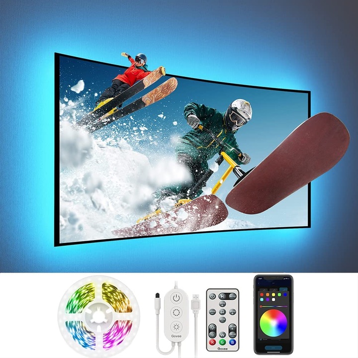 LED лента за подсветка на телевизор Govee H6179, Bluetooth, 7 програми