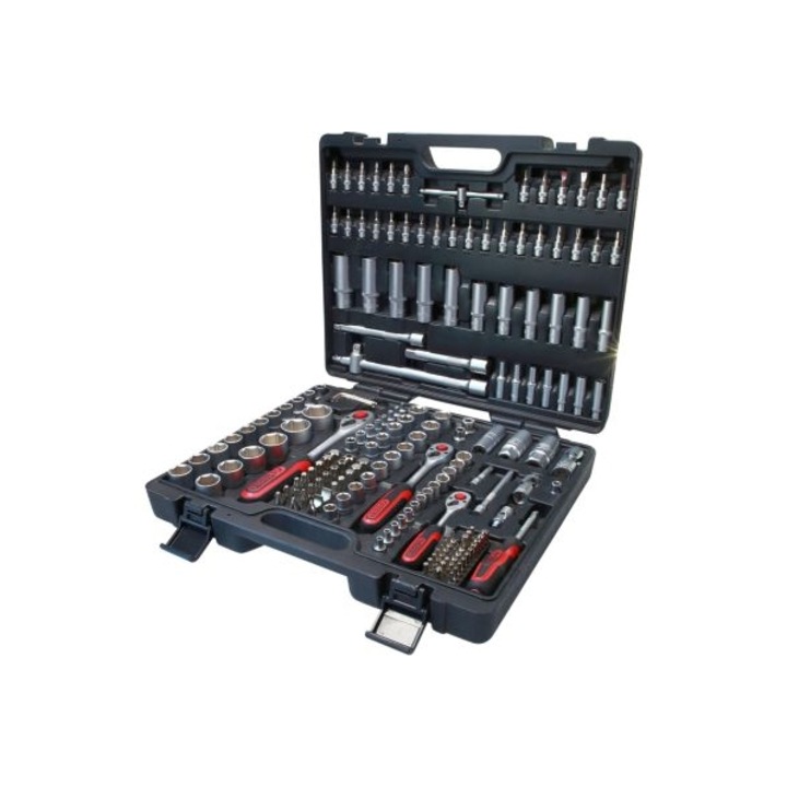 Set 179 chei tubulare Ks Tools 90761, prindere 1/4 inch, 3/8 inch, 1/2 inch, geanta din material plastic