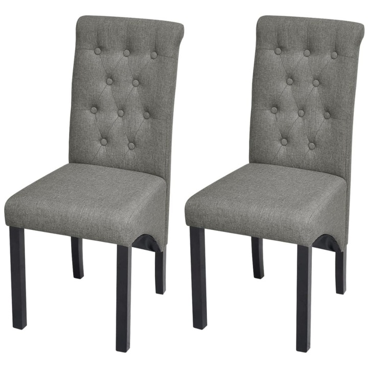 Set scaune de bucatarie vidaXL, 2 buc., gri deschis, material textil, 42 x 57 x 95 cm, 12.2 kg