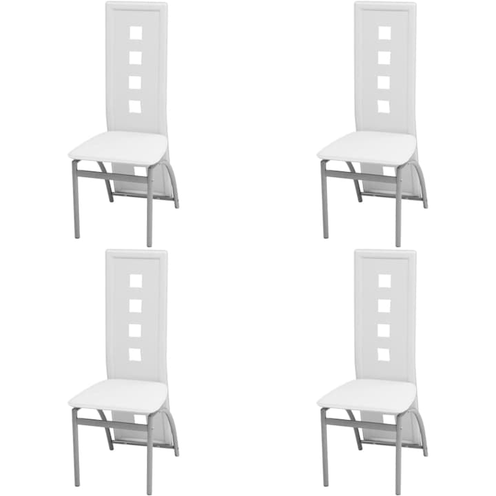 Трапезни столове vidaXL, 4 бр, изкуствена кожа, бели, 43х55,5х108 см