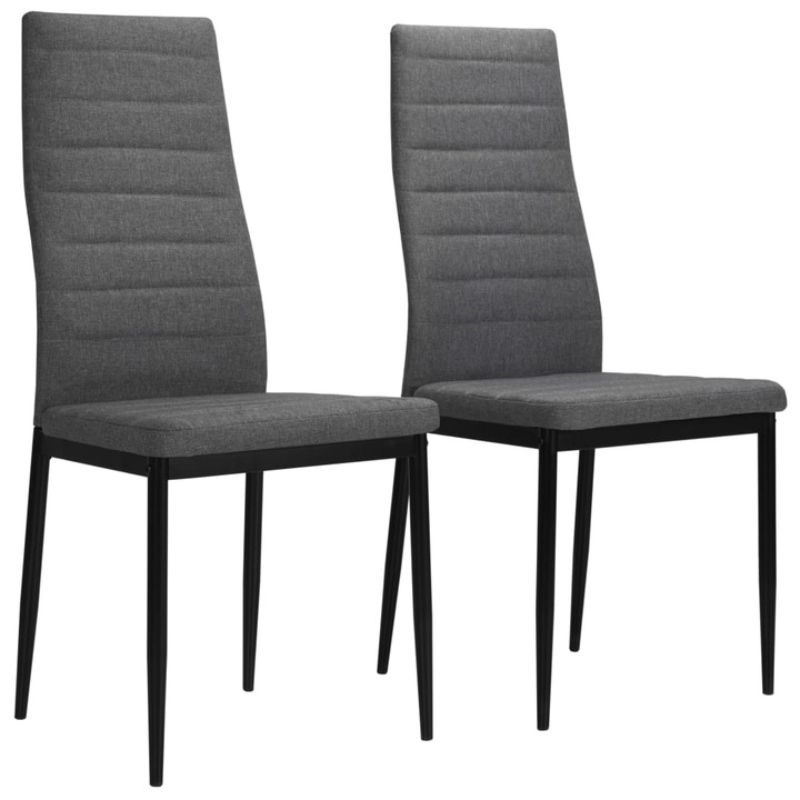 Set scaune de bucatarie vidaXL, 2 buc., gri deschis, material textil, 43 x 44 x 96 cm, 7.1 kg
