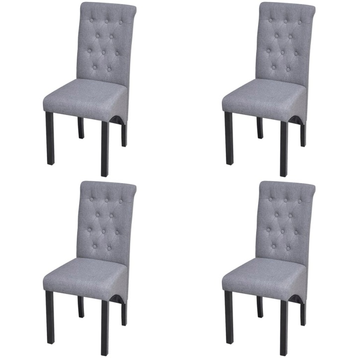 Set scaune de bucatarie pivotante vidaXL, 4 buc., gri deschis, textil, 42 x 57 x 95 cm, 12.2 kg
