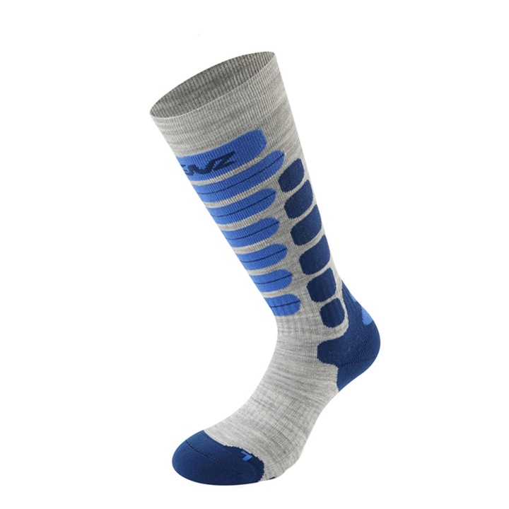 Детски ски чорапи, Lenz Skiing Kids 2.0, сиво/синьо, 1 чифт, Многоцветен