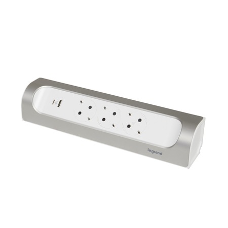 Bloc Multipriza Unghiular 3x2P+T si USB A+C culoare aluminiu