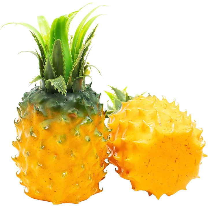 Set 2 Bucati de Ananas Artificial, Fructe pentru Decor, Dimensiune 23 cm