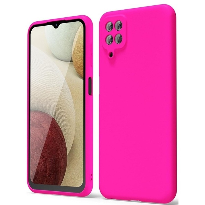 Husa de Protectie, Cyrax, pentru Samsung A12, din Liquid Silicone, Flexibila, Fucshia