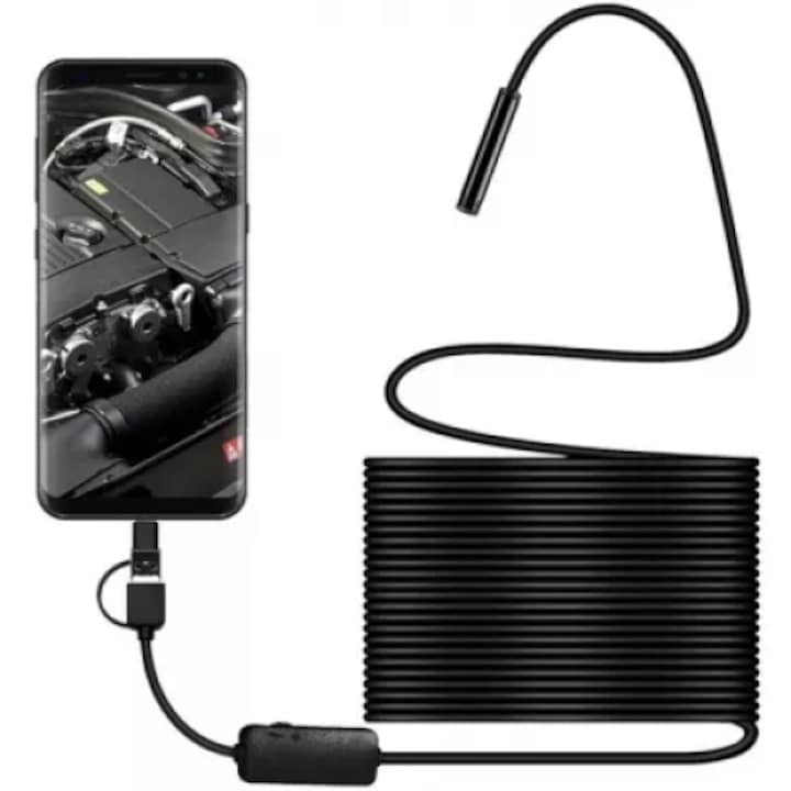 Endoscop Android 10 metri Camera Waterproof Universala Slim pentru Inspectie Auto conectare MicroUsb