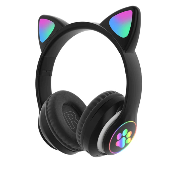 Casti audio Wireless, urechi de pisica, negru, Regal Trade