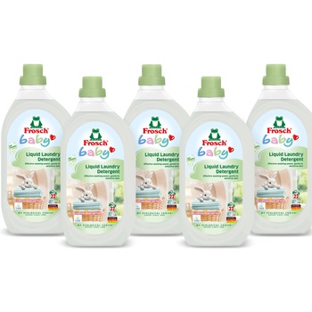 Pachet Detergent lichid pentru rufe Frosch Baby Sensitive, 5 bucati x 1.5 L