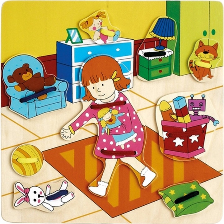 Интерактивна играчка Top Bright Lace-up стая за момиче, Дърво, 22 см, Многоцветна