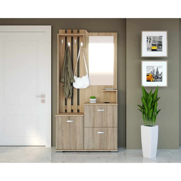 Cuier Carla, 100 x 37 x 203cm, sonoma/trufe