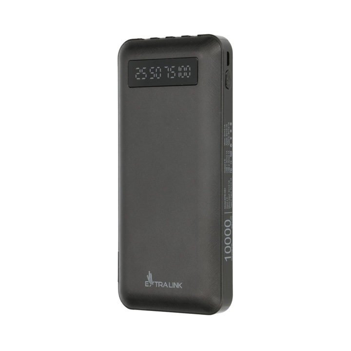 Külső akkumulátor Extralink EPB-083, 10000mAh, 5V, 4 beépített kábel, fekete
