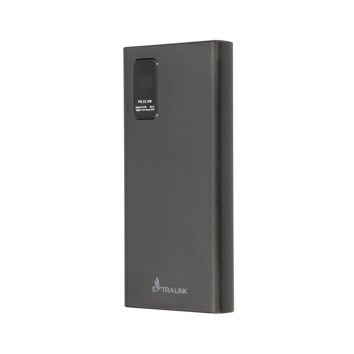 Külső akkumulátor Extralink EPB-067B, 10000mAh, Gyorstöltés, Fekete