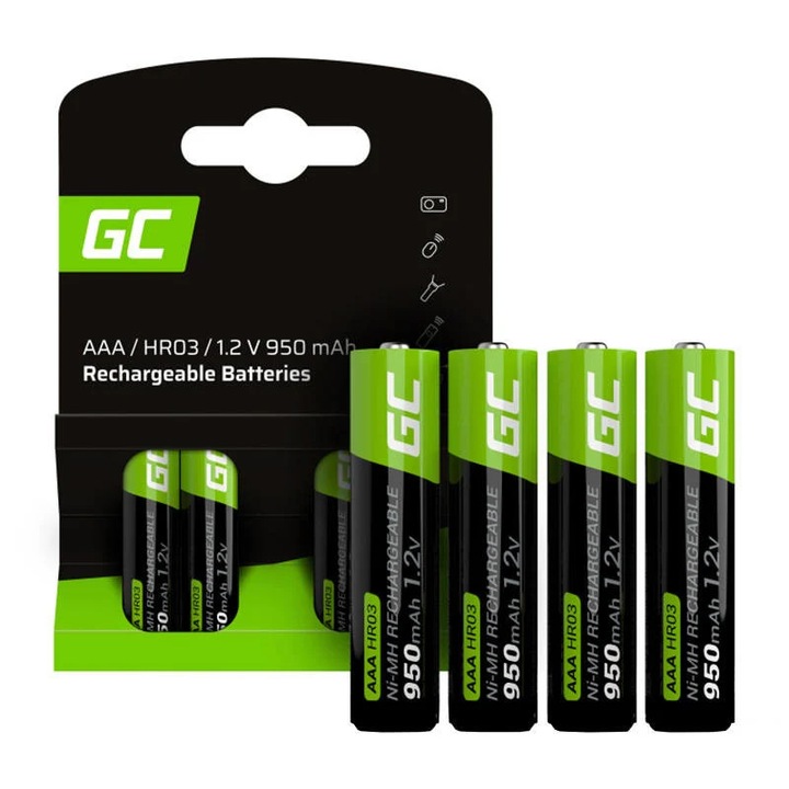 Set baterii, Green Cell, AAA, HR03, 950mAh, 4buc