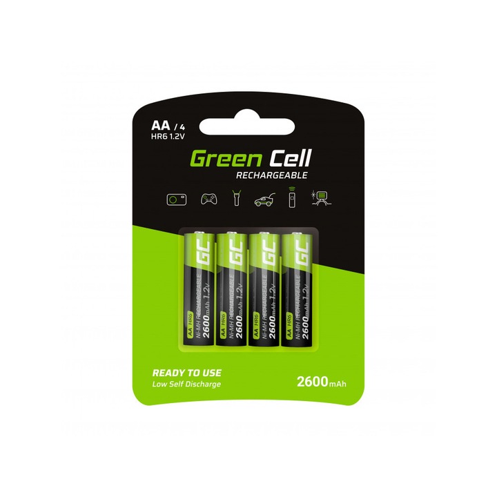 Акумулаторни батерии Green Cell, Ni-MH Batteries, 4 броя AA HR6, 2600mAh, R6 / AA / MIGNON / BK-3MCCE