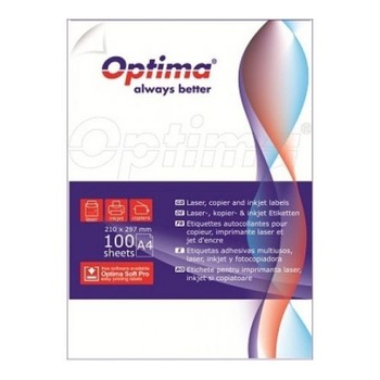 Etichete autoadezive Optima, albe 100 coli/top 8/A4 Etichete autoadezive Optima, albe 100 coli/top 8/A4