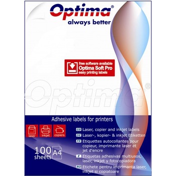 Etichete albe autoadezive Optima 2/A4, 105 x 297 mm, 100 coli/top Etichete albe autoadezive Optima 2/A4, 105 x 297 mm, 100 coli/top