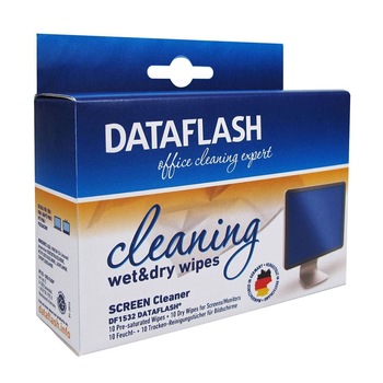 Servetele umede/uscate pentru curatare ecran, Data Flash, 2x10 buc Servetele umede/uscate pentru curatare ecran, Data Flash, 2x10 buc