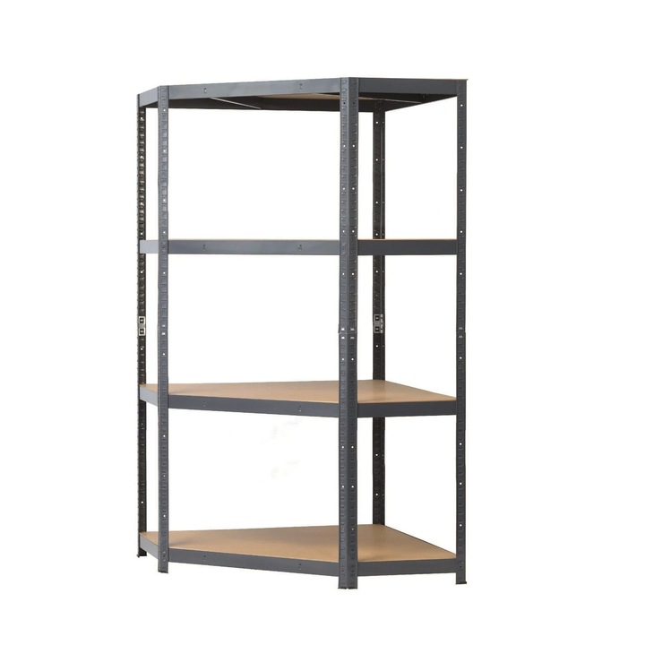 Fém polc saroktárolóhoz, 4 polc, 180 x 80 x 40 cm, 175 kg/polc, szürke