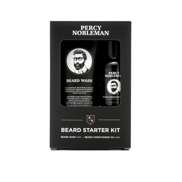 Percy Nobleman Complete Beard Care Set: с натурални съставки, с масло за брада, шампоан за брада 75 ml