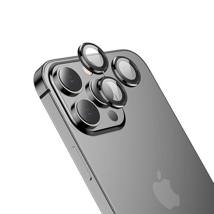 Протектор за Камерата на iPhone 14 Pro Max, HOFI CamRing Glass, Черен