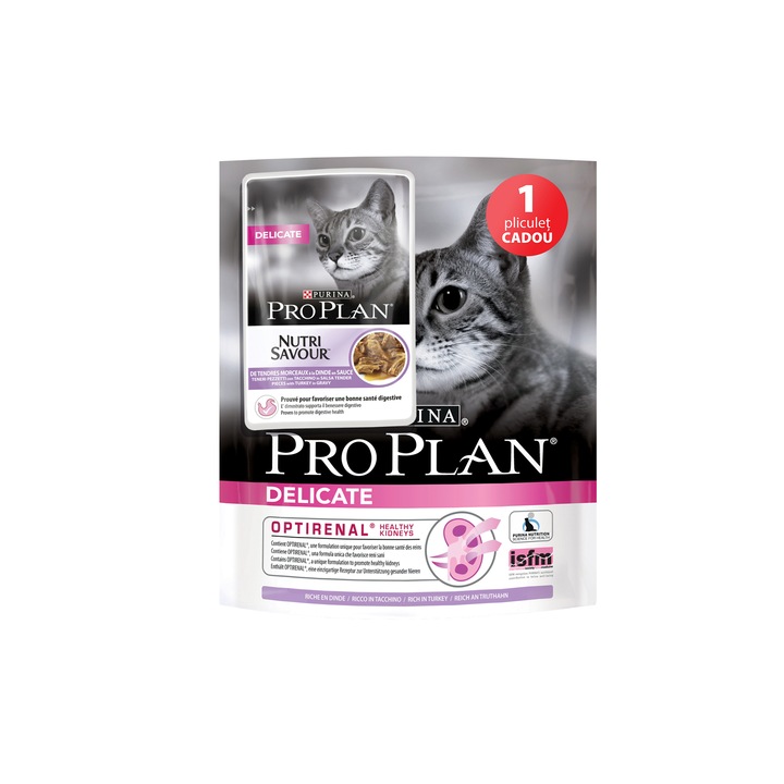 Храна за котки PURINA® PRO PLAN® Cat Adult OPTIRENAL DELICATE, За чувствителен стомах, Пуйка, Суха, 400g