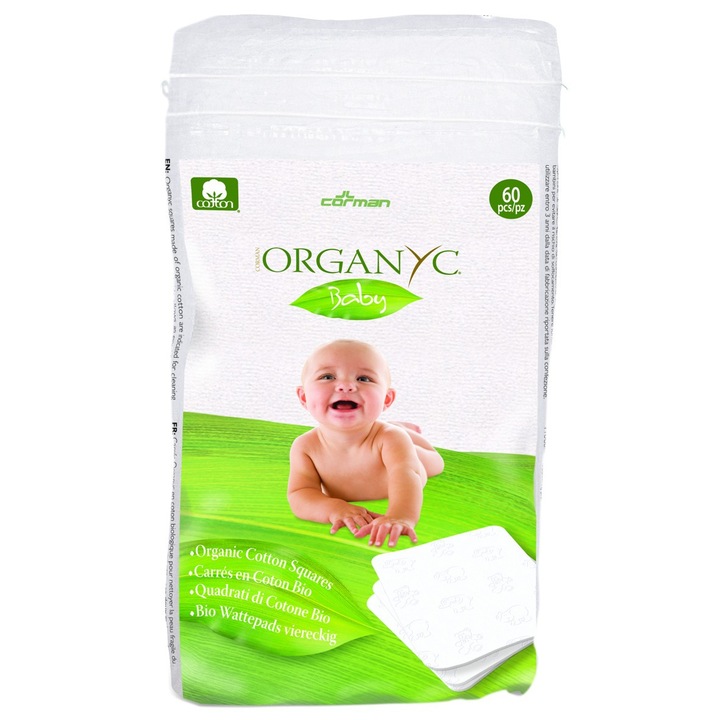 Dischete patrate Organyc Baby din bumbac organic - 60 buc